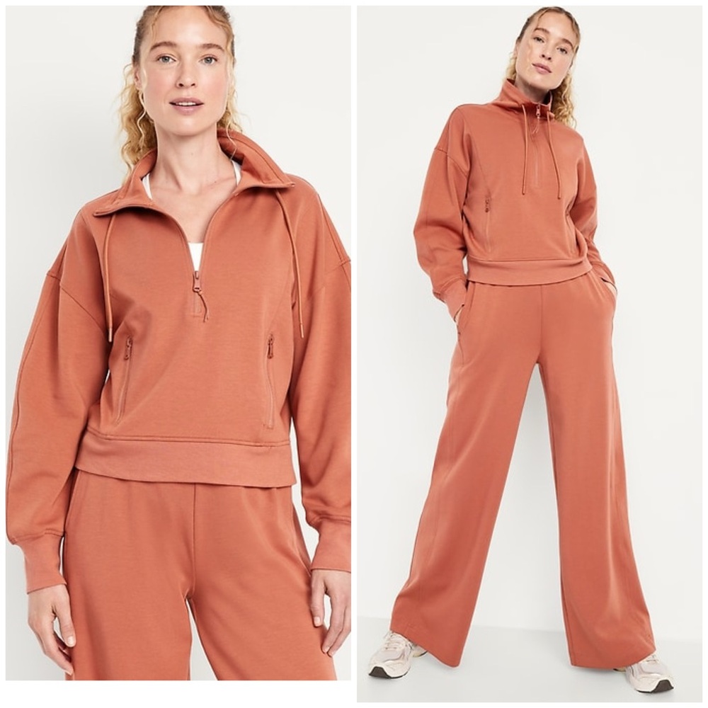 Old Navy Dynamic Fleece Half-Zip Sweatshirt in Terracotta Bronze Size S NWT